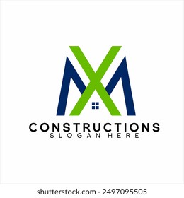 Diseño de logo inmobiliario con el concepto de letras MX o XM.