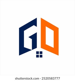 Real Estate logo design with the concept of the word "Go", the number one and the house symbol.