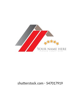 Real Estate Logo Design Concept With Red Houses