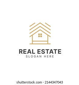 Real estate logo design, Construction architecture building logo, Line art style