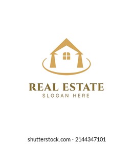 Real estate logo design, Construction architecture building logo, Line art style