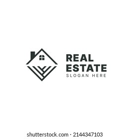 Real estate logo design, Construction architecture building logo, Line art style