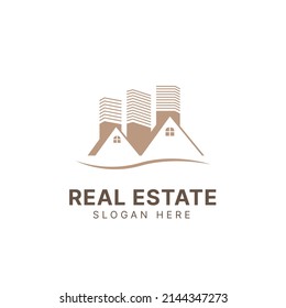 Real estate logo design, Construction architecture building logo, Line art style