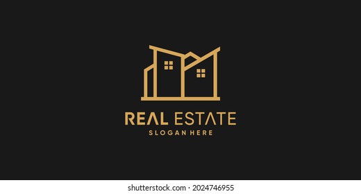 Diseño de logotipo inmobiliario con estilo creativo Premium Vector