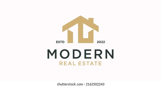 Real estate logo design with creative concept Premium Vector
