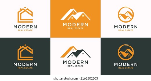 Diseño de logotipo inmobiliario con concepto creativo Premium Vector
