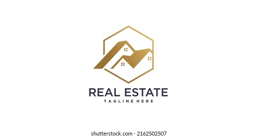 Real estate logo design with creative concept Premium Vector