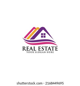 Real Estate Logo Design. Creative abstract real estate icon logo and business card template