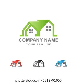 Diseño del logotipo inmobiliario. Icono creativo del logotipo inmobiliario abstracto y plantilla de tarjeta de visita.EPS 10
