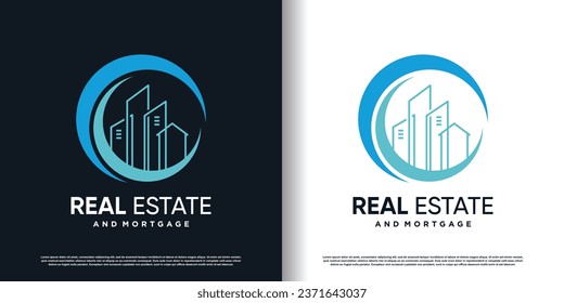 Real estate logo design with creative concept template Premium Vector