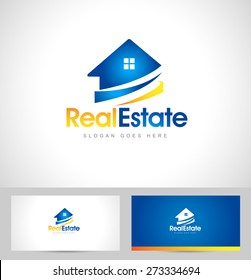 Real Estate Logo Design. Creative abstract real estate icon logo and business card template.