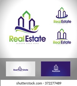 Real Estate Logo Design. Creative abstract real estate icon logo and business card template.