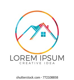 Real Estate Logo Design. Creative house symbol.