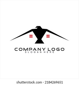 Diseño de logotipo inmobiliario con concepto de águila e icono de ventana