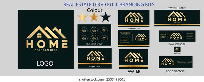 Real estate logo design with full branding business card, stumps, email signature, and social media kit