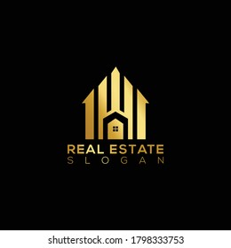 Real estate logo design. Golden color logo.