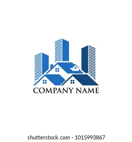 Real Estate Logo Design with House Building and Apartment