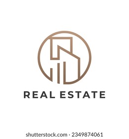 Real estate logo design. House and building vector illustration for real estate