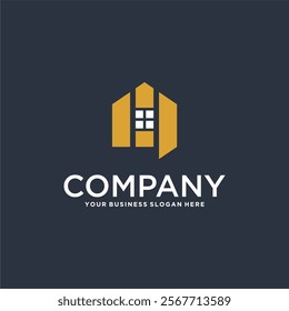 real estate logo design with house and building