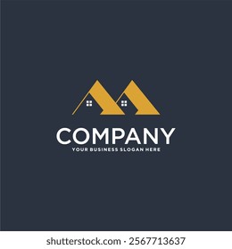 real estate logo design with house and building