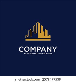 real estate logo design with house and building