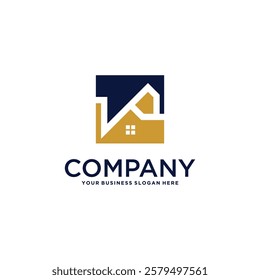 real estate logo design with house and building