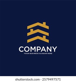 real estate logo design with house and building