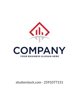real estate logo design with house and building