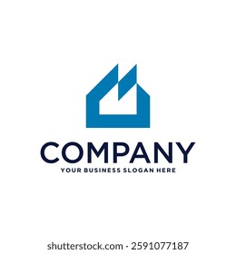 real estate logo design with house and building