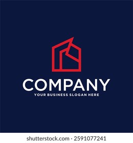 real estate logo design with house and building