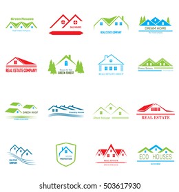 Real Estate logo design. House abstract concept icons, vector illustration