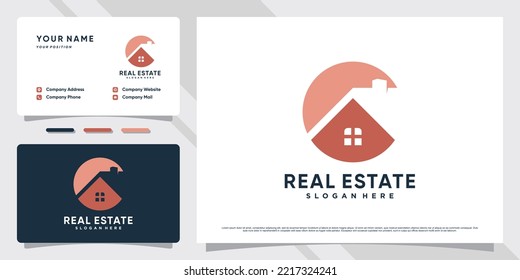 Real estate logo design inspiration with creative element and business card template
