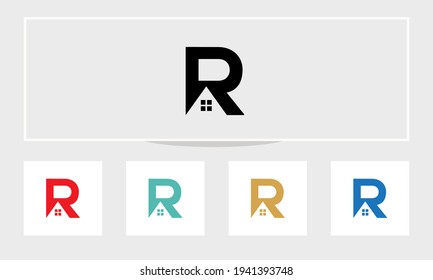 Real Estate logo design. Real estate logo with letter R concept vector