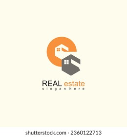 Real estate logo design with letter e concept