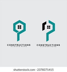 Real Estate logo design with letter P and letter R P concept.