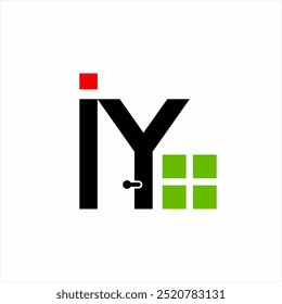 Design de logotipo imobiliário com conceito de letra IY. Também pode ser usado para a identidade da loja de portas e janelas.