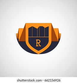 Real estate logo design with letter R, professional emblem for business identity. Vector eps10 editable element.