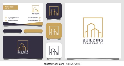 real estate logo design with line art style. city building abstract For Logo Design Inspiration and business card design