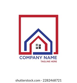  Real estate logo design line art style. Flat Vector Logo Design Template Element for Construction Architecture Building Logos.