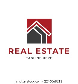 Real estate logo, design logo Linear Style isolated on Double Background. Usable for Real Estate, Construction, Architecture and Building Logos. Flat Vector Logo Design Template Element.