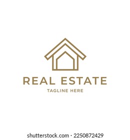 Real estate logo, design logo Linear Style isolated on Double Background. Usable for Real Estate, Construction, Architecture and Building Logos. Flat Vector Logo Design Template Element.