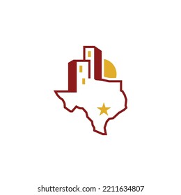 Real estate logo design with map texas logo design. Logo real estate texas