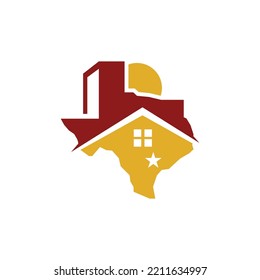 Real estate logo design with map texas logo design. Logo real estate texas