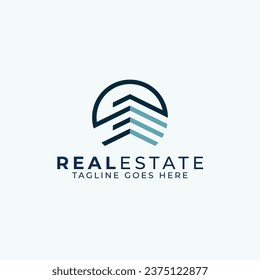 Real Estate Logo Design with Minimalist Style, House Builder Logo Template