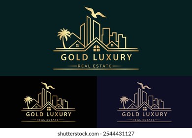 real estate logo design with mix color eps 10 file 
