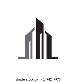 Real estate logo design with modern abstract commercial building shape template vector illustration.