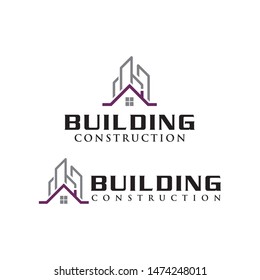 Real estate logo design with modern abstract commercial building shape template vector illustration.