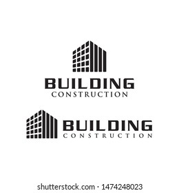 Real estate logo design with modern abstract commercial building shape template vector illustration.