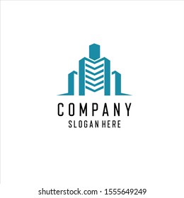 Real estate logo design with modern abstract commercial building shape template vector illustration,  logo design inspiration