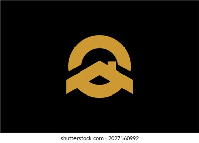 Diseño del logotipo inmobiliario. Símbolo abstracto del Monograma O casa. Vector de icono de la casa circular.